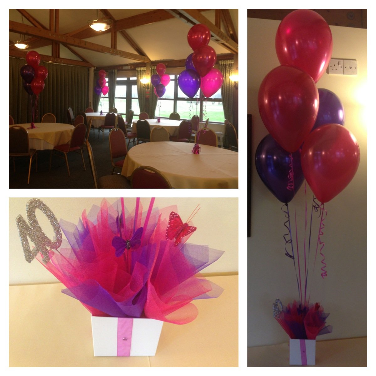 40th Birthday Balloons with centrepieces at The Burstead Golf Club