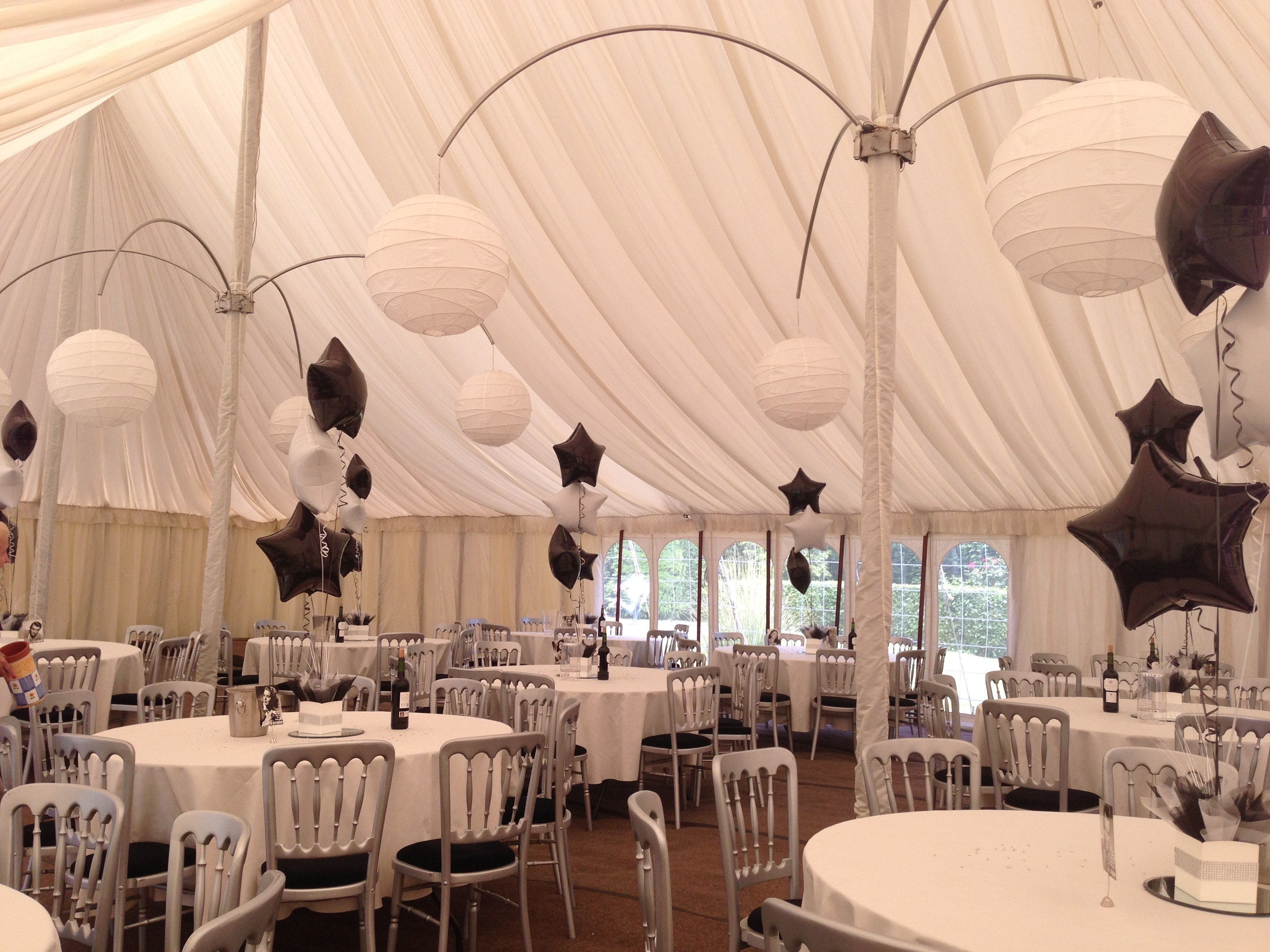 Party balloons in a marquee