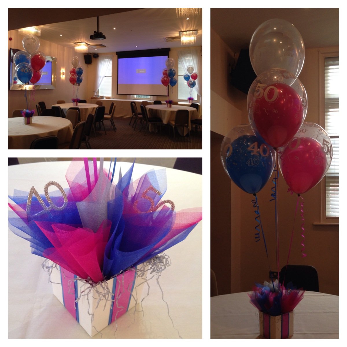 Joint 40th & 50th birthday balloons at Reids