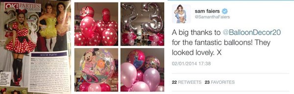 Sam Faiers' 23rd Birthday Party at Home, featured in OK Magazine 