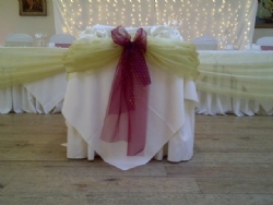 Cake table swagging at Stock Brook Manor