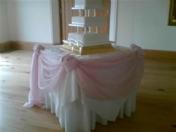 Material Cake Table Swagging at Stock Brook Manor