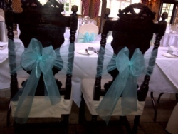 Tiffancy blue chair sashes at Ye Olde Plough House